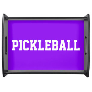 Athletic White PICKLEBALL Text On Bright Purple Serving Tray