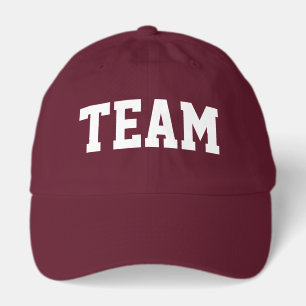 Athletic White TEAM Text Bold Maroon Background Hat
