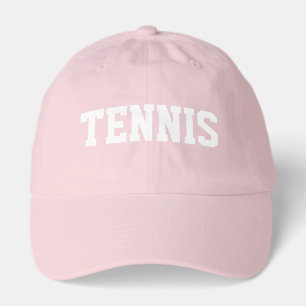 Athletic White TENNIS Text Light Pink Background Hat