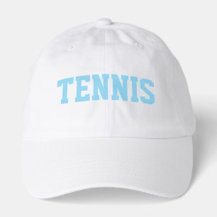 Athletic White TENNIS Text Modern Gray Background Hat