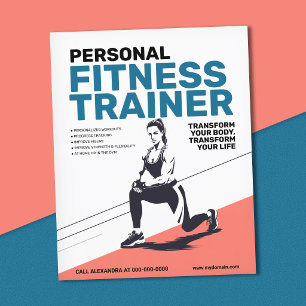 Athletic Woman & Energetic Lines - Fitness Trainer Flyer