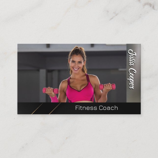 Athletic Woman Lifting Weights | Fitness Business Card (Front)