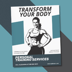 Athletic Woman Silhouette - Fitness Trainer Flyer
