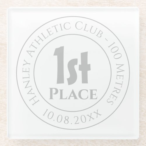 Athletics 1st Prize Trophy Award Glass Coaster