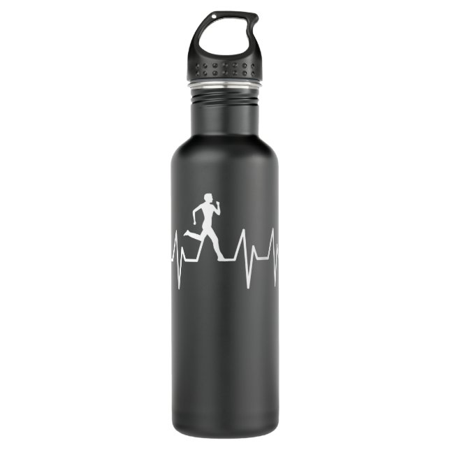 Athletics Heartbeat Pulse  - Funny Running Stainless Steel Water Bottle (Front)