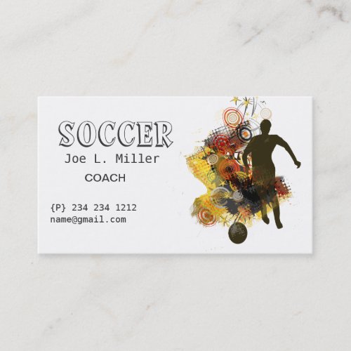 Athletics Soccer Dribble Pass Player Running Coach Business Card