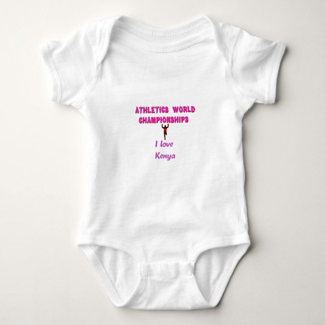 Athletics World Championships Kenya Runner: I Love Baby Bodysuit (Front)