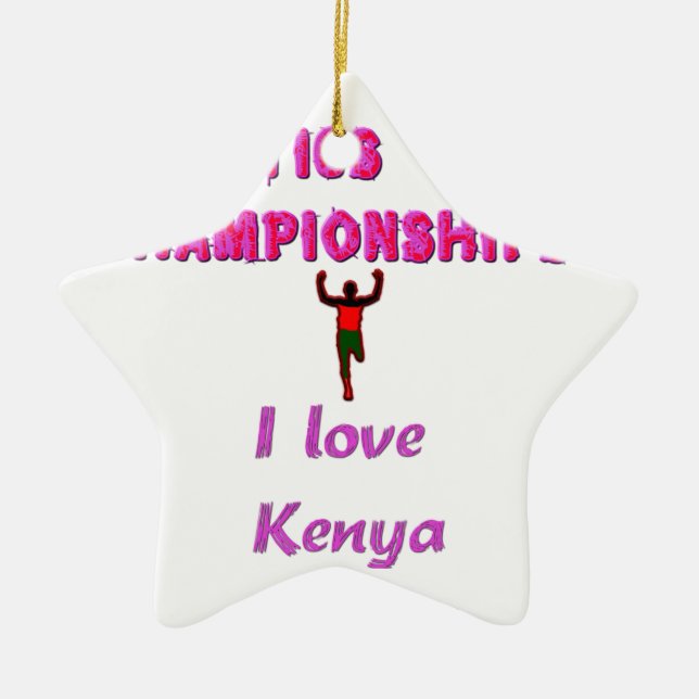 Athletics World Championships Kenya Runner: I Love Ceramic Ornament (Front)