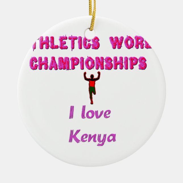 Athletics World Championships Kenya Runner: I Love Ceramic Ornament (Front)