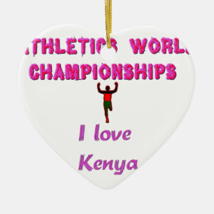 Athletics World Championships Kenya Runner: I Love Ceramic Ornament