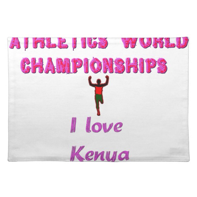 Athletics World Championships Kenya Runner: I Love Cloth Placemat (Front)