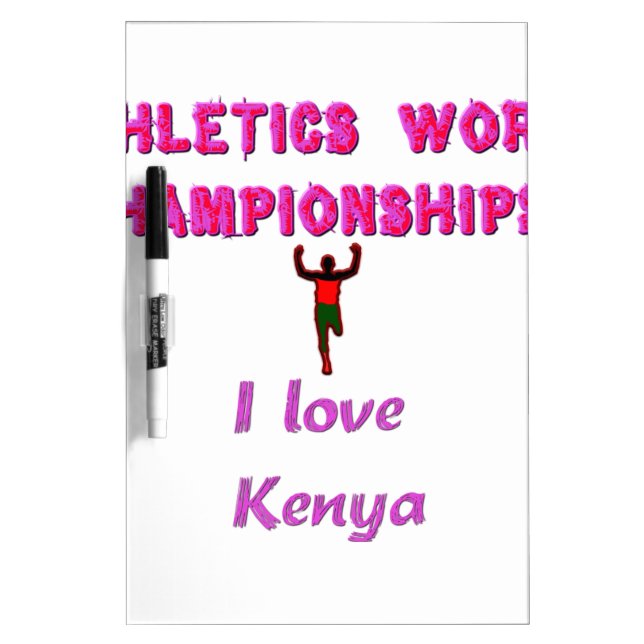 Athletics World Championships Kenya Runner: I Love Dry Erase Board (Front)