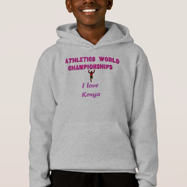 Athletics World Championships Kenya Runner: I Love Hoodie (Front)