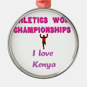 Athletics World Championships Kenya Runner: I Love Metal Ornament