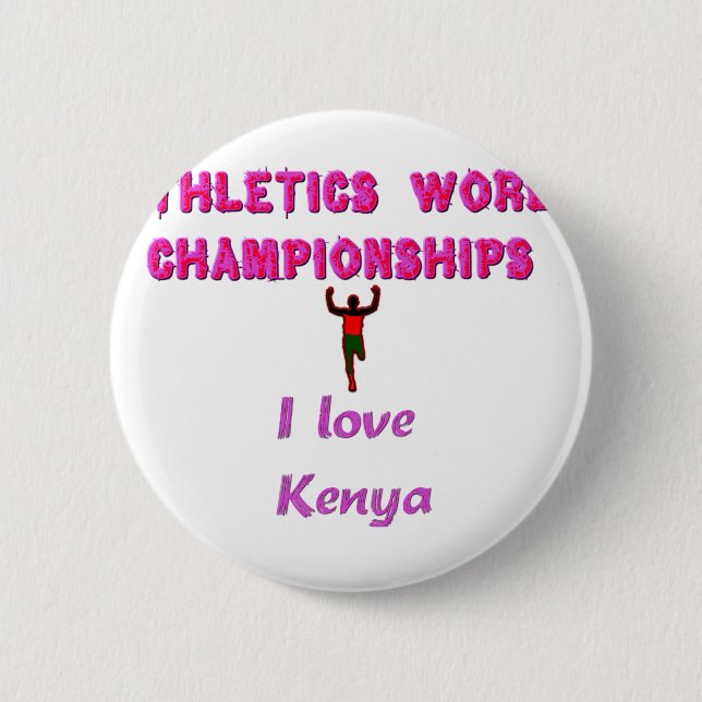 Athletics World Championships Kenya Runner: I Love Pinback Button (Front)
