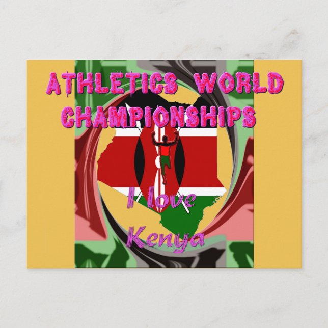 Athletics World Championships Kenya Runner: I Love Postcard (Front)