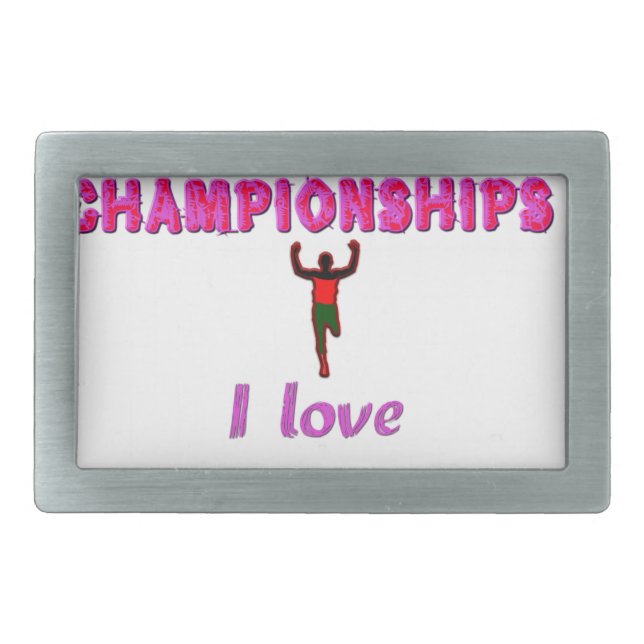 Athletics World Championships Kenya Runner: I Love Rectangular Belt Buckle (Front)