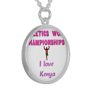 Athletics World Championships Kenya Runner: I Love Sterling Silver Necklace