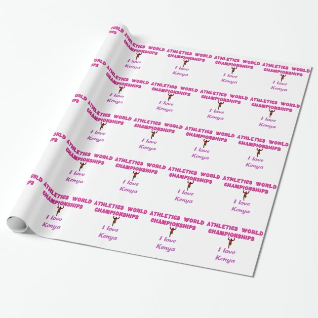 Athletics World Championships Kenya Runner: I Love Wrapping Paper (Unrolled)