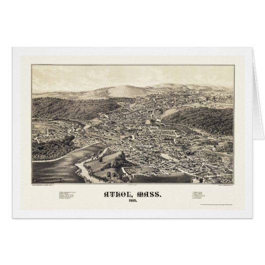 Athol, MA Panoramic Map - 1887 Cards (Front Horizontal)