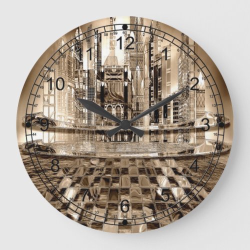 Athrochrous Futuristic City Large Clock