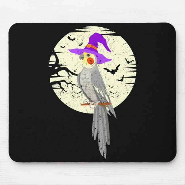 Atiel Bird Witch Hat Funny Halloween Animal Lover  Mouse Pad (Front)