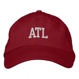 ATL "Atlanta" Monogram White and Red Embroidered Baseball Cap