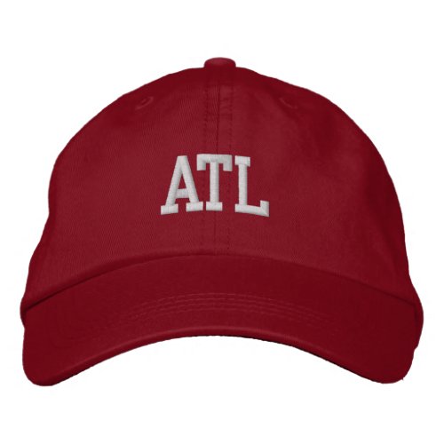 ATL Atlanta Monogram White and Red Embroidered Baseball Cap