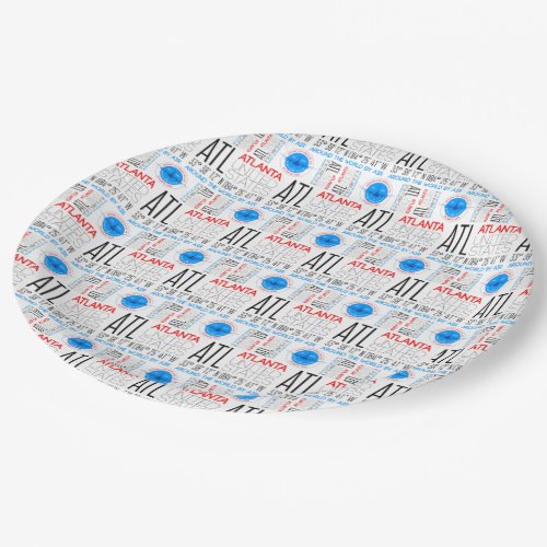ATL Atlanta Travel The World By Air Pattern Paper Paper Plates