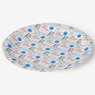 ATL, Atlanta Travel The World By Air Pattern Paper Plates