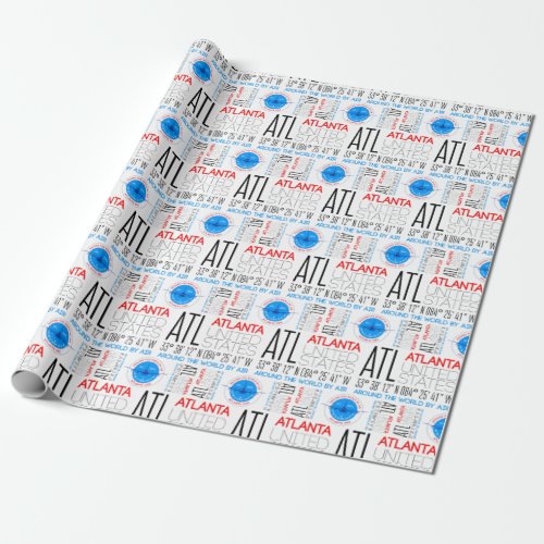 ATL Atlanta Travel The World By Air Pattern Wrapping Paper