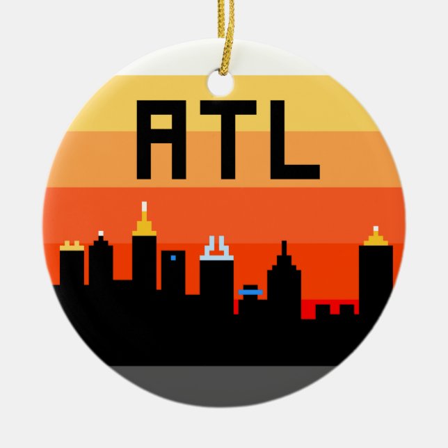 Atlanta 8-Bit Skyline ATL Ceramic Ornament (Front)