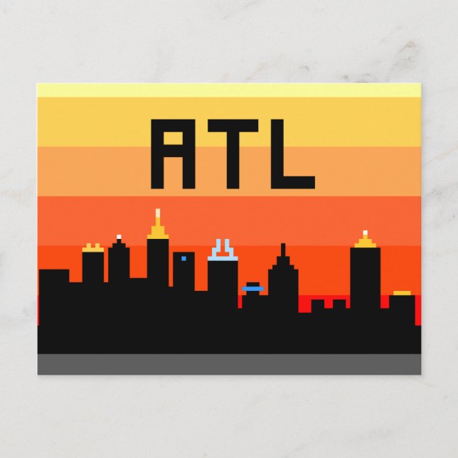 Atlanta 8-Bit Skyline ATL Postcard (Front)
