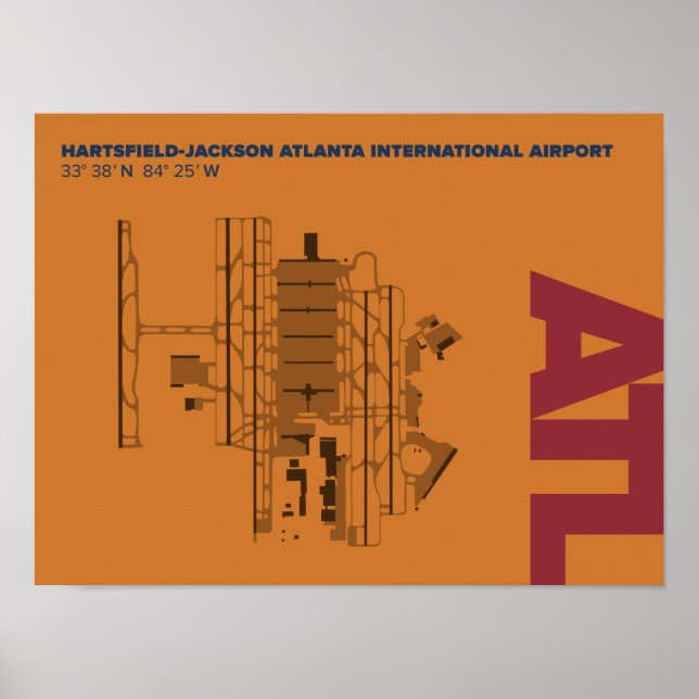 Atlanta Airport (ATL) Diagram Poster (Front)