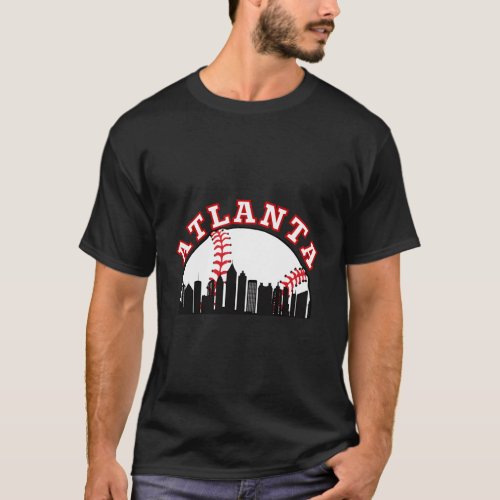 Atlanta Baseball Atlanta Ga Cityscape Atl Skyline T_Shirt