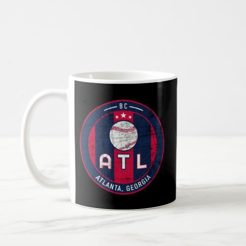 Atlanta Baseball Jersey _ Atl Badge Distressed Coffee Mug