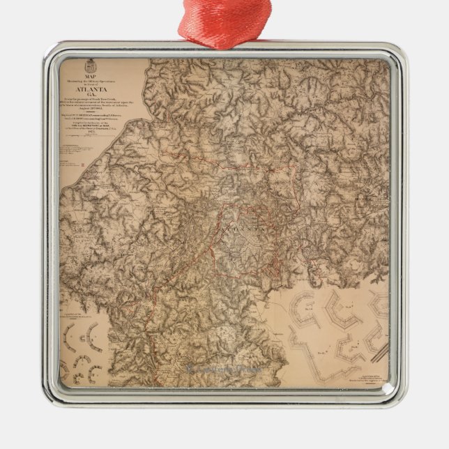 Atlanta Campaign - Civil War Panoramic Map 3 Metal Ornament (Front)