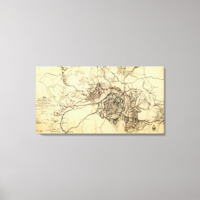 Atlanta Campaign - Civil War Panoramic Map Canvas Print (Front)