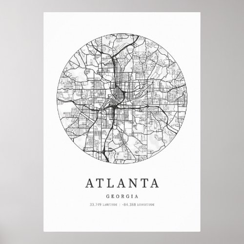 Atlanta Cartography Map Poster