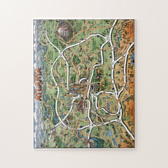 Atlanta Cartoon Map Puzzle (Vertical)
