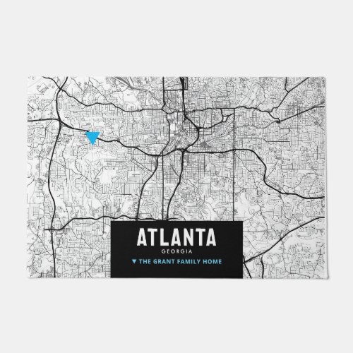Atlanta City Map  Mark Your Home Location Doormat
