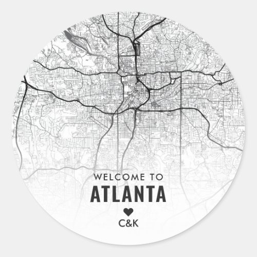 Atlanta City Map  Wedding Welcome Classic Round Sticker