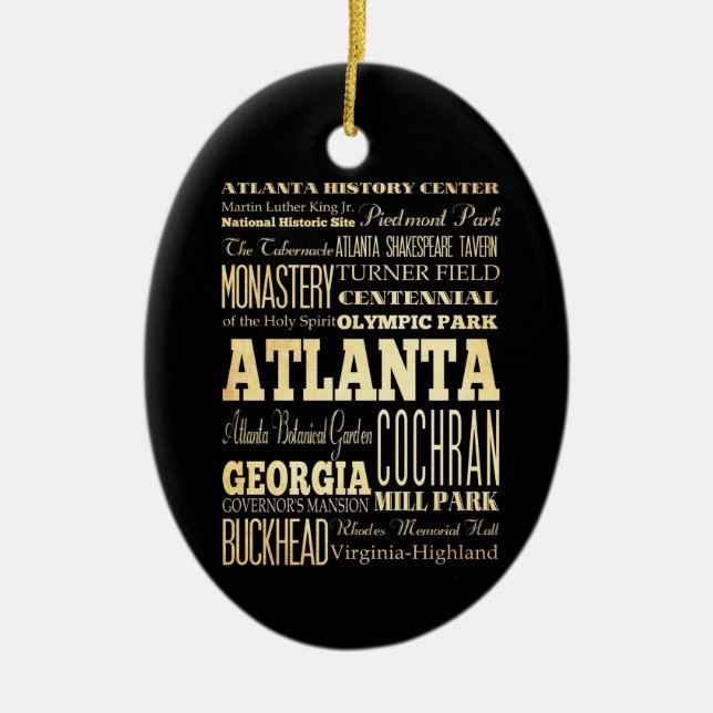 Atlanta City of Georgia State Typography Art Ceramic Ornament (Front)