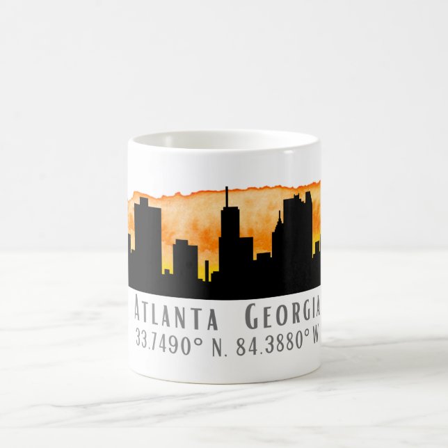 Atlanta City Skyline Map Coordinates  Coffee Mug (Center)