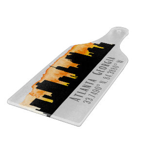 Atlanta City Skyline Map Coordinates Cutting Board