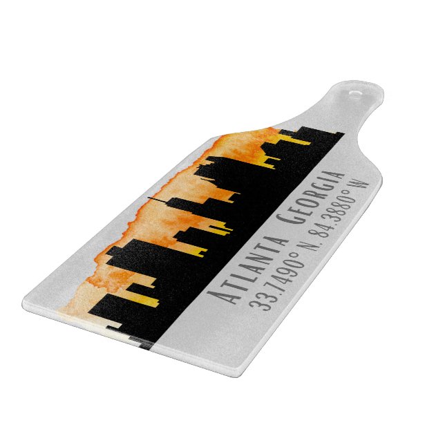 Atlanta City Skyline Map Coordinates  Cutting Board (Corner)