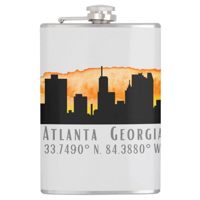 Atlanta City Skyline Map Coordinates  Flask (Front)