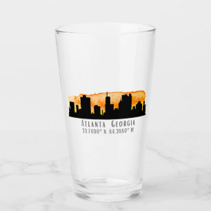 Atlanta City Skyline Map Coordinates Glass