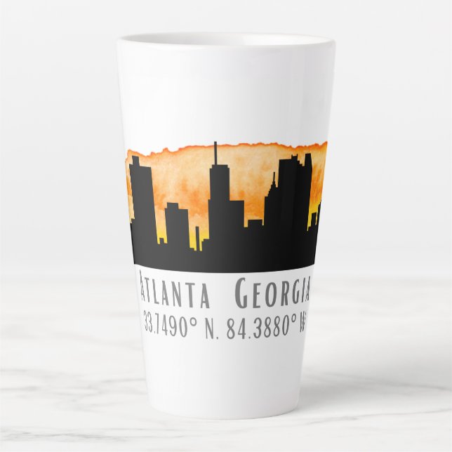 Atlanta City Skyline Map Coordinates  Latte Mug (Front)