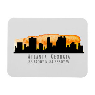 Atlanta City Skyline Map Coordinates Magnet